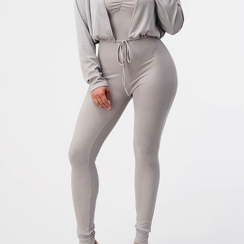 Grey | Jumpsuit & Cardigan Set